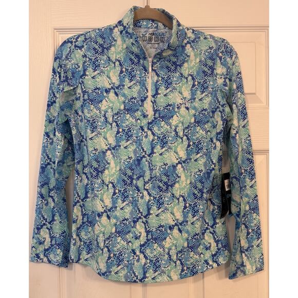 IBKUL NWT Top Women Small 1/4 Zip Mesh Sleeves Golf Pickleball Wild Dunes HHI - Picture 1 of 13